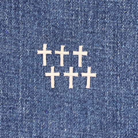6-Pack Cross Applique Patch - Mini White Embroidered Christian Badge 1/2" (Iron On)