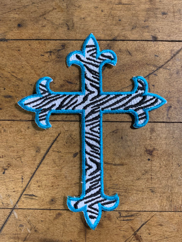 Large Zebra Cross Applique Patch - Turquois Black & White Christian Jesus Badge 4" (Clearance, Iron on) (Copy)