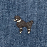 Black Poodle Applique Patch - Embroidered Dog Badge 1-7/8" (Iron On, Left)