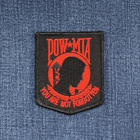 POW MIA patch on a denim background