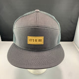Gray cap with a 'Let's Be Irie' patch on a white background