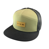 Loden and black cap with a "Let's Be Irie" patch on a white background