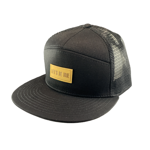 Black mesh cap with a 'Let's Be Irie" patch on a white background