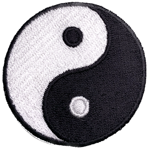 Yin Yang Applique Patch - White & Black Circle Badge 2" (Iron on)