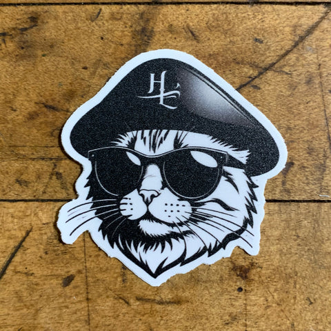 Cool Cat Sticker - Captain Kitty with Sunglasses Vinyl Decal 2"