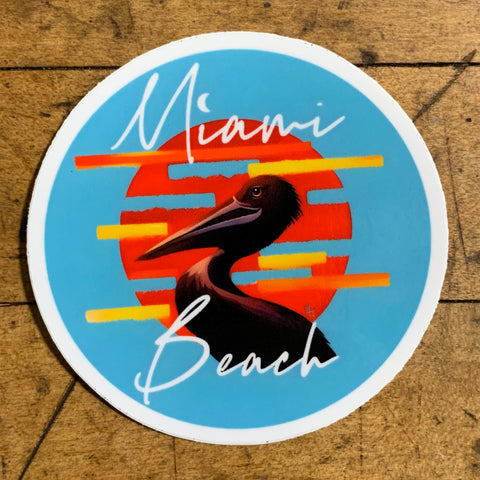 Miami Beach Sticker - Vinyl Decal Pelican Florida FL 3"