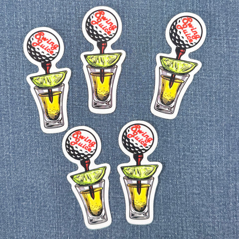 5-Pack Swing Juice Golf & Booze Sticker - Tequila Shot Lime Ball Vinyl Decal 3-3/8" (Clearance)
