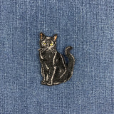 Black Cat Applique Patch - Embroidered Pet Kitty Animal Badge 2.75" (Iron On)