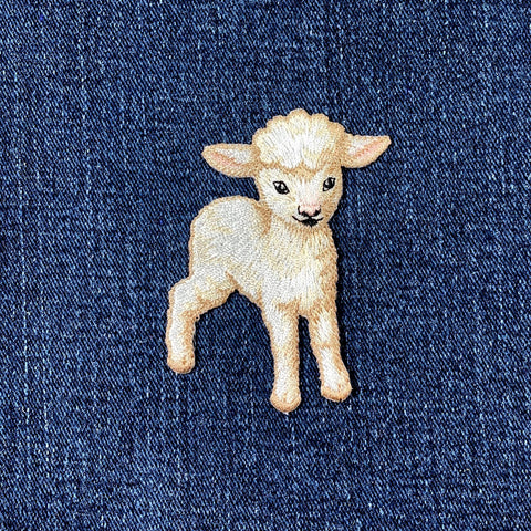 lamb patch on a denim background