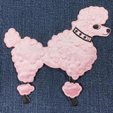 Large Poodle Applique Patch - Embroidered Pink Dog Sock Hop Badge 6" (Iron On)