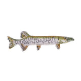 A realistic fish-shaped patch featuring a detailed pattern of green, brown, and gray scales, isolated on a white background.
