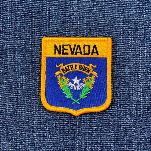 Nevada state patch on a denim background