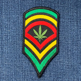 Reggae Ganja Stripes Patch - Embroidered Music Cannabis Pot Leaf Rasta Badge 4" (Iron Or Sew On)