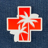 Saltwater Apothecary Sticker - Vinyl Decal Palm Trees Lifeguard Cross Ocean Healing 3"