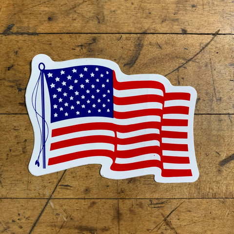 USA United States Wavy Flag Vinyl Sticker - Will not fade in the sun, 3-5/8" x 2-5/8"