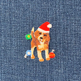 Beagle Dog & Christmas Ornaments Applique Patch - Embroidered Holiday Animal Badge 2" (Iron On)