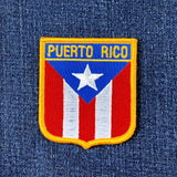 Puerto Rico flag patch on a denim background