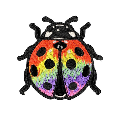 Rainbow Ladybug Patch on a white background