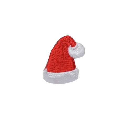 Santa Hat Applique Patch - Mini Christmas Santa Claus Cap Embroidered Badge 1" (Iron on)