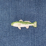 Sea bass patch on denim fabric