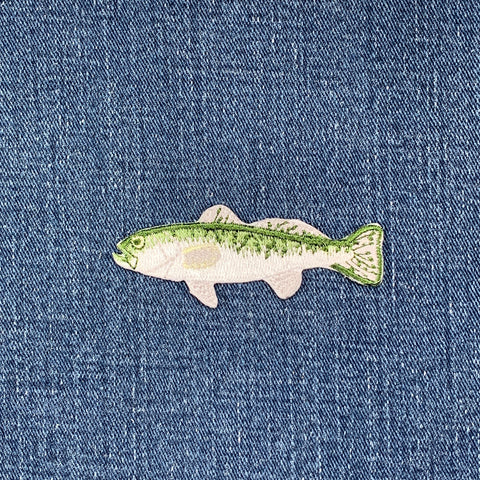 Sea bass patch on denim fabric