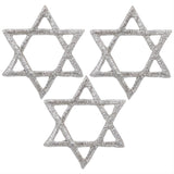 3-Pack Star of David Applique Patch - Mini Metallic Silver Embroidered Badge 1" (Iron On)