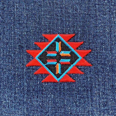 Southwest Design Applique Patch - Embroidered Native American Indian Badge 2-1/8" (Iron On)