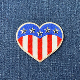USA Heart Applique Patch - Embroidered & Rhine Studs United States Badge 2-3/8"