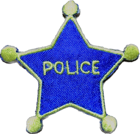Novelty Police Officer Patch - Children's Blue & Yellow Star Halloween Costume (Clearance, 2", Iron on)