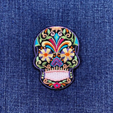 sugar skull patch on a denim background