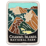 A rectangular patch featuring an embroidered image of Channel Islands National Park with text and mountainous terrain.