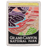 A Grand Canyon National Park patch featuring an embroidered landscape of the canyon with the text 'Grand Canyon National Park' on the bottom.