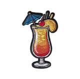 Patch of a tropical drink with an umbrella and cherry on a white background