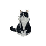 Black and white cat-shaped patch on a white background