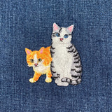 Two Cats Applique Patch - Embroidered Kitten & Cat Animal Badge 2.5" (Iron On)