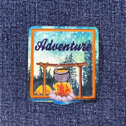 Adventure Patch - Embroidered & Sublimation Camping Hiking Nature Badge 2.25" (Iron Or Sew On)