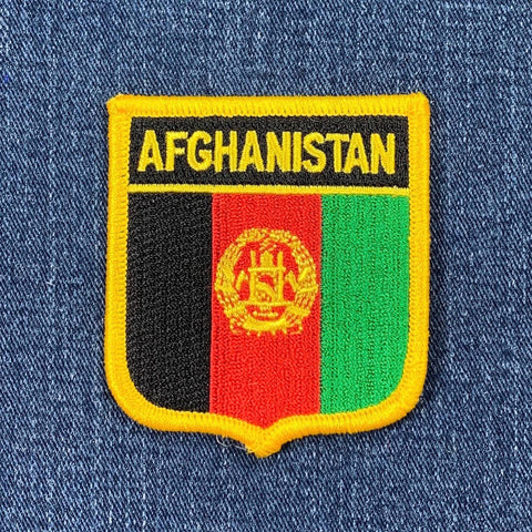 Afghanistan flag patch on a denim background