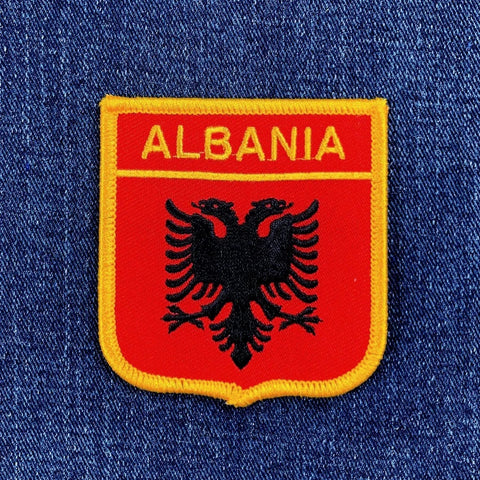 Albania Patch - Flag Shield Embroidered Badge 2.75" (Iron Or Sew On)