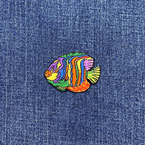Angelfish Applique Patch - Tropical Angel Fish Embroidered Badge 1-7/8" (Iron On)
