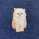 Angora Cat Applique Patch - Embroidered Kitten Badge 2-1/8" (Iron On)