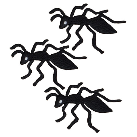 Mini Black Ant Applique Patch - Insect Bug Badge 1.25" (3-Pack, Iron on)