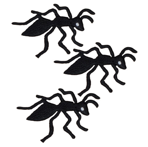 Mini Black Ant Applique Patch - Insect Bug Badge 1.25" (3-Pack, Iron on)