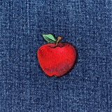 Red Apple Applique Patch - Embroidered Fruit Badge 1-3/8" (Iron On)