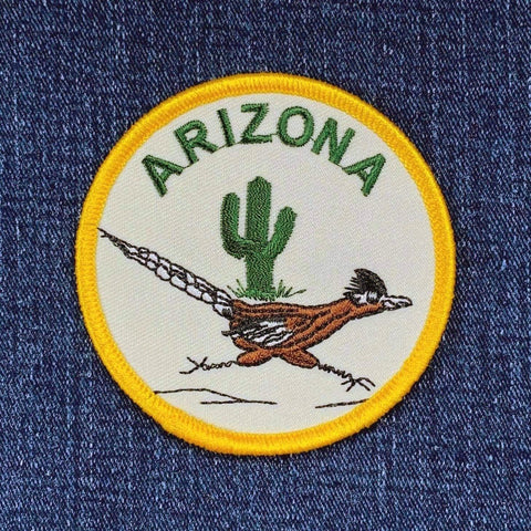 Arizona Patch - Embroidered Desert Roadrunner & Cactus Badge 3" (Iron On)