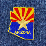 Arizona state flag patch on denim fabric