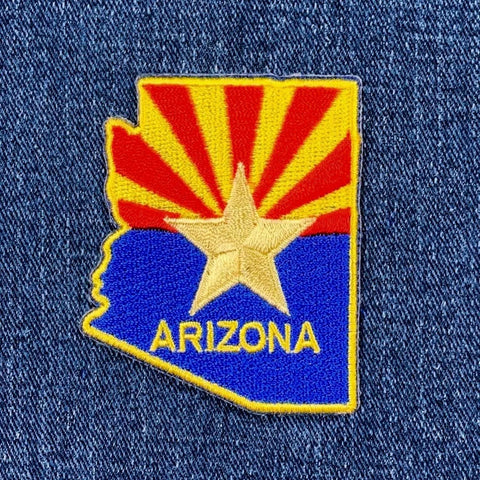 Arizona state flag patch on denim fabric