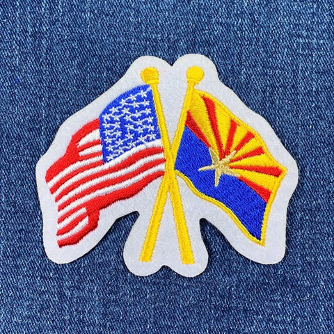 Arizona & USA Patch - United States Of America AZ Flags Embroidered Badge 3.5" (Iron Or Sew On)