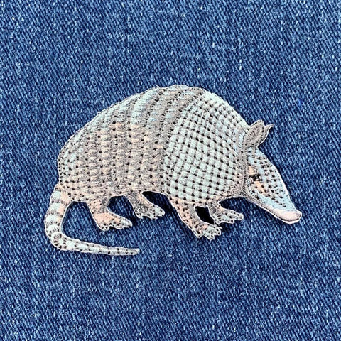 Armadillo Applique Patch - Embroidered Animal Badge Facing Right 2.5" (Iron On)
