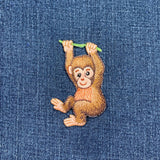 Baby Monkey Applique Patch - Embroidered Animal Badge 2-7/8" (Iron On)