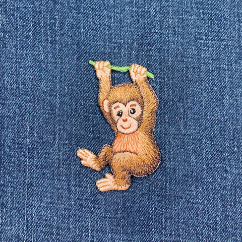Baby Monkey Applique Patch - Embroidered Animal Badge 2-7/8" (Iron On)